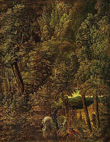 Albrecht Altdorfer Countryside of wood with Saint George fighting the dragon Spain oil painting art